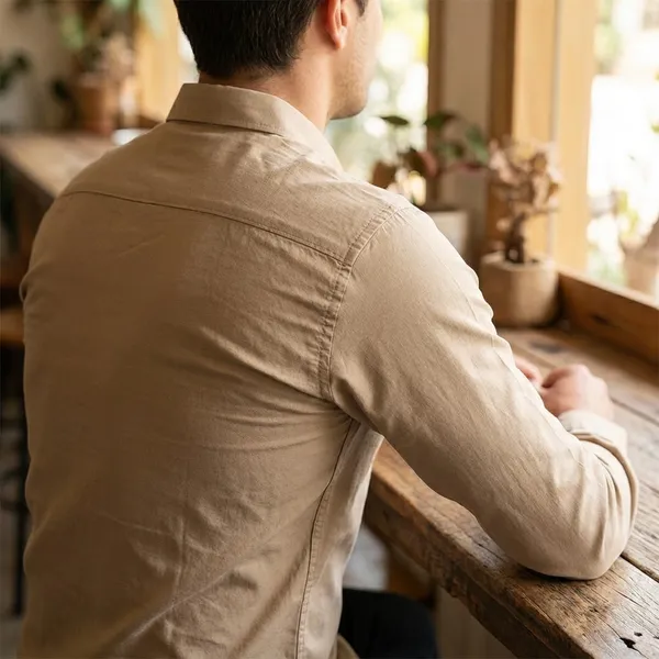 Beige_Cotton_Solid_Casual_Shirt_For_Men