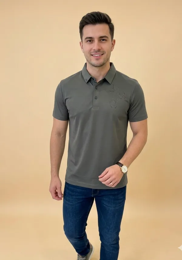 Grey_Imported_Lycra_Solid_Polo_T-Shirt_For_Men