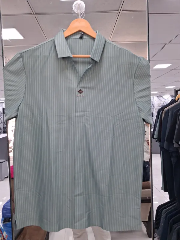 Sage_Green_Imported_Lycra_Solid_Polo_T-Shirt_For_Men