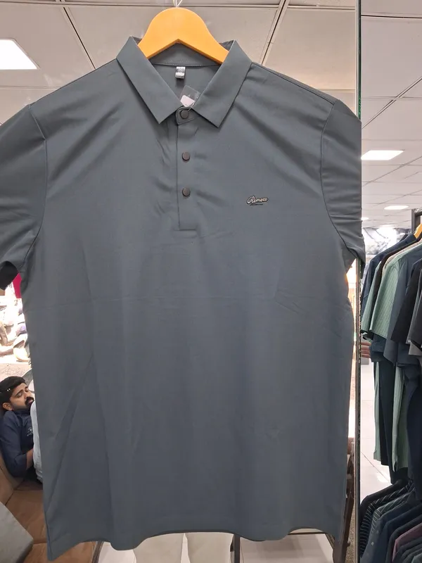 Grey_Imported_Lycra_Solid_Polo_T-Shirt_For_Men