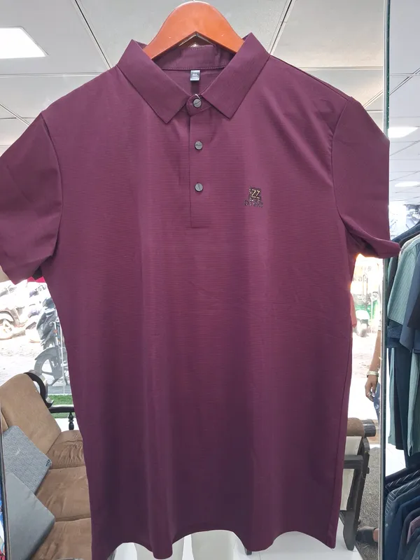 Maroon_Imported_Lycra_Solid_Polo_T-Shirt_For_Men