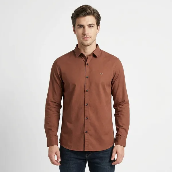 Brown_Cotton_Solid_Shirt_For_Men