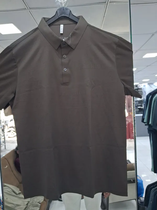 Brown_Imported_Lycra_Solid_Polo_T-Shirt_For_Men