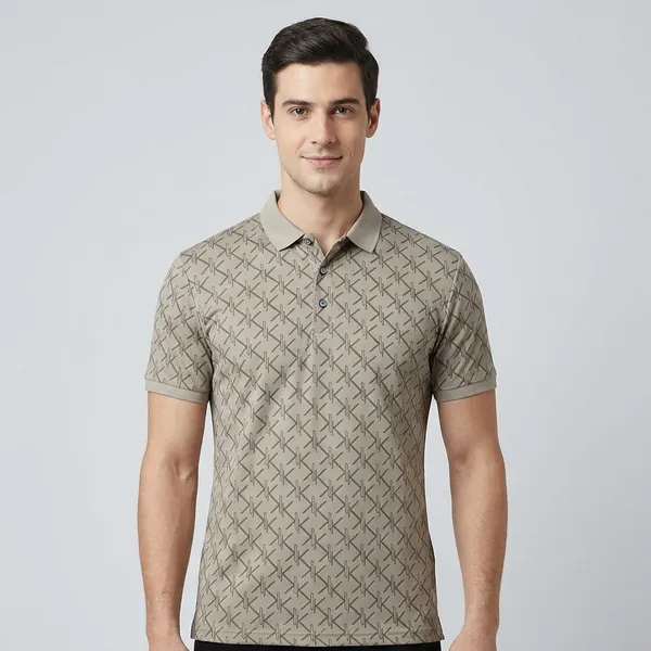 Beige_And_Brown_Imported_Lycra_Solid_Polo_T-Shirt_For_Men
