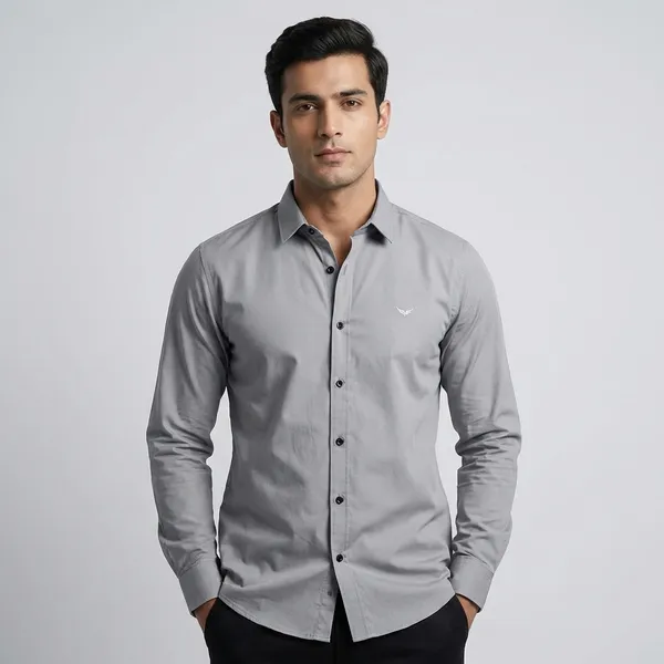 Grey_Cotton_Solid_Shirt_For_Men