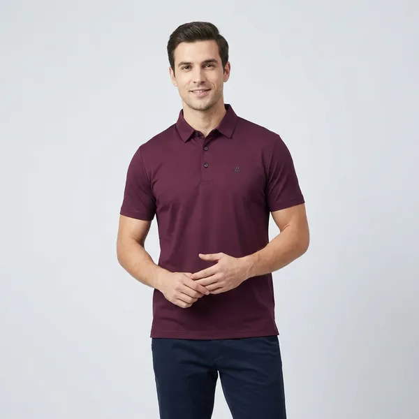 Maroon_Imported_Lycra_Solid_Polo_T-Shirt_For_Men