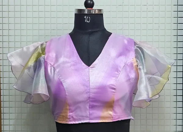 Lavender_And_Multi-Color_Organza_Ruffle_Sleeve_Crop_Blouse