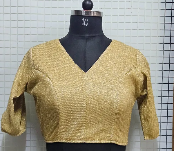 Net_Golden_Shimmer_V-Neck_Blouse_-_Elegant_Ethnic_Party_Wear