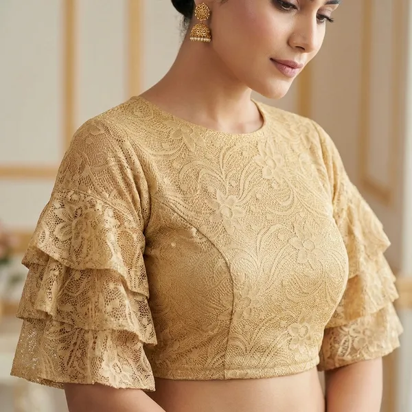 Golden_Textured_Ruffled_Sleeve_Crop_Blouse
