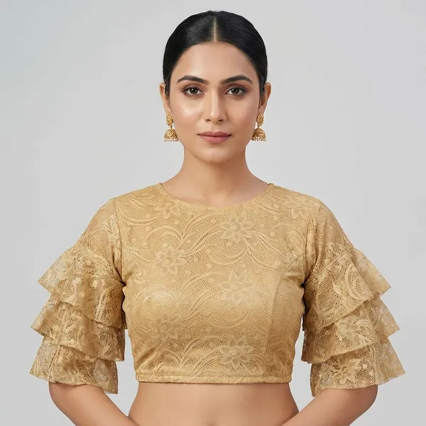Golden_Textured_Ruffled_Sleeve_Crop_Blouse