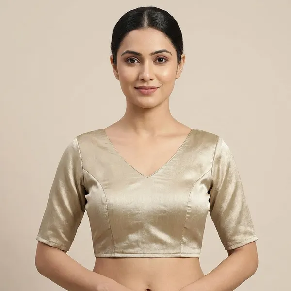 Women'S_Satin_V-Neck_Blouse_-_Champagne_Gold