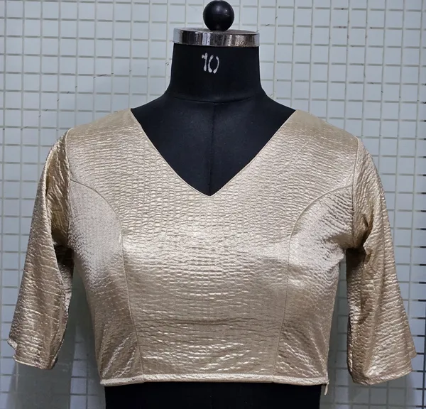Imp_Bubble_Golden_V-Neck_Blouse_With_Elbow-Length_Sleeves
