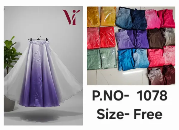 Women'S_Gradient_Ombre_Organza_Flared_Skirt