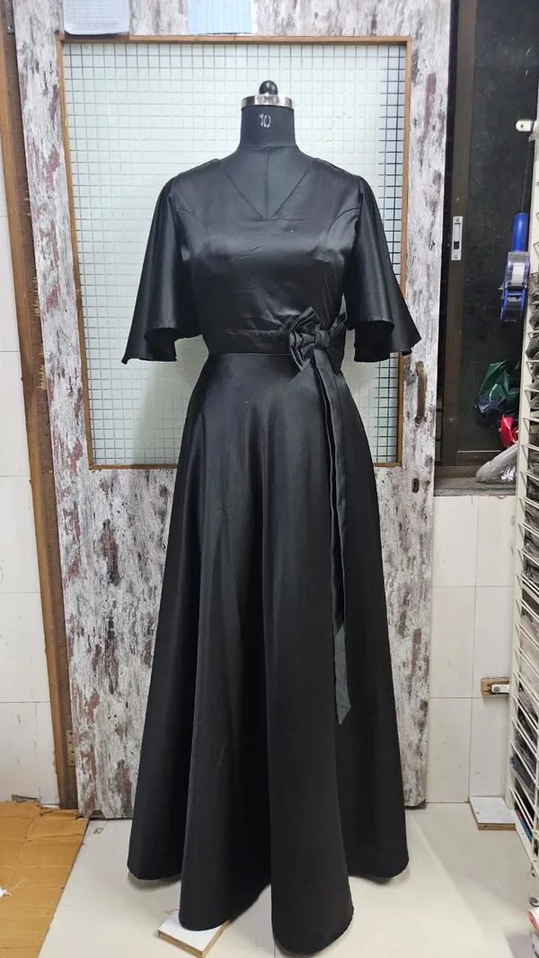 Black_Satin_Maxi_Dress_With_Bell_Sleeves_And_Tie-Up_Belt
