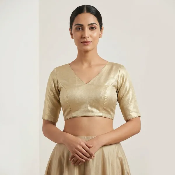 Women'S_Imported_Foil_V-Neck_Blouse