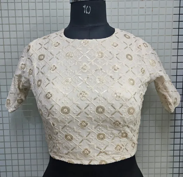 Elegant_Cream_Embellished_Short_Sleeve_Blouse