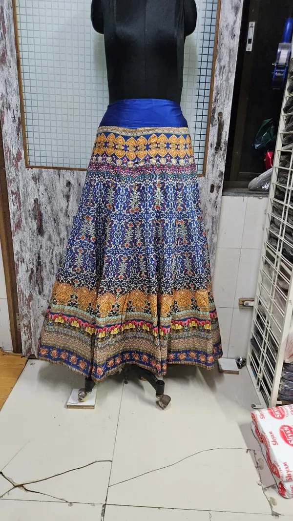 Ethnic_Printed_Flared_Long_Skirt_For_Women_-_Blue_MultiColor