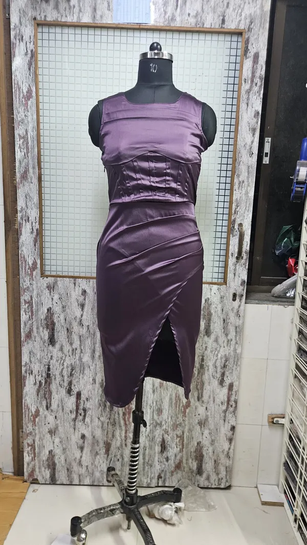 Purple_Satin_Ruched_Bodycon_Dress