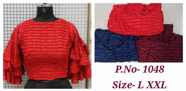 Women'S_Textured_Ruffle_Sleeve_Blouse