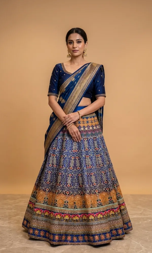Ethnic_Printed_Flared_Long_Skirt_For_Women_-_Blue_MultiColor