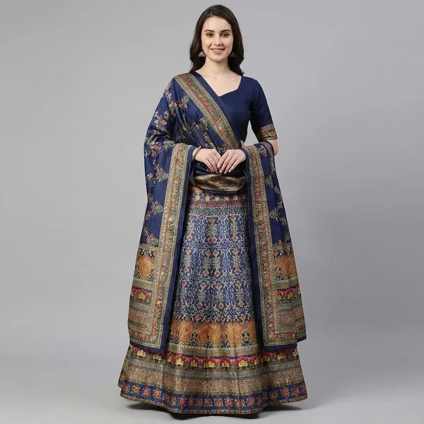 Ethnic_Printed_Flared_Long_Skirt_For_Women_-_Blue_MultiColor