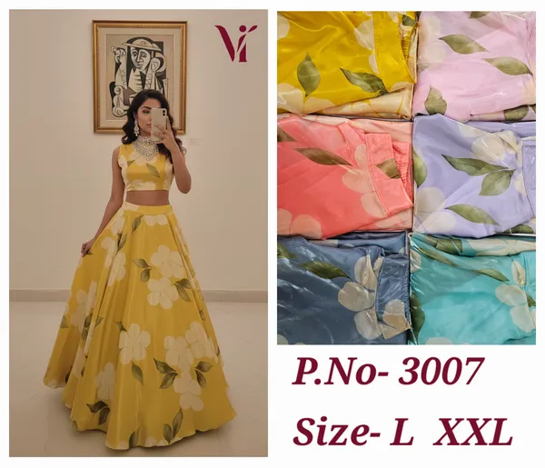 Yellow_Floral_Print_Lehenga_Choli_Set