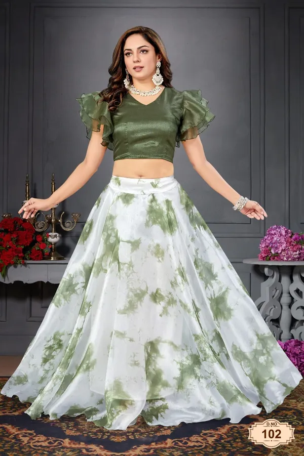 Olive_Green_Floral_Lehenga_Choli_Set
