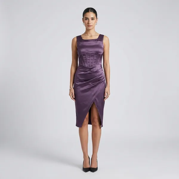Purple_Satin_Ruched_Bodycon_Dress