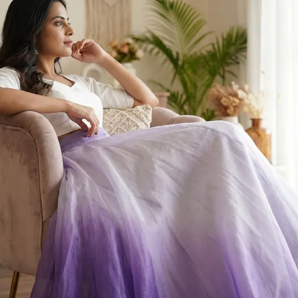 Women'S_Gradient_Ombre_Organza_Flared_Skirt