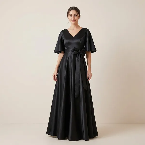 Black_Satin_Maxi_Dress_With_Bell_Sleeves_And_Tie-Up_Belt