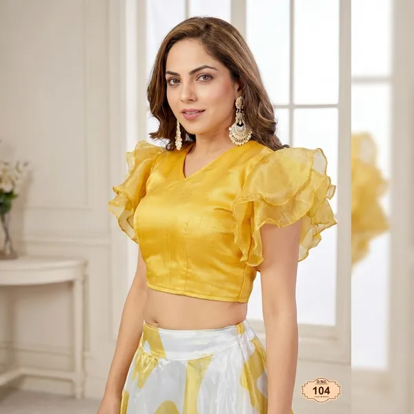 Tissue_Yellow_And_White_Chevron_Lehenga_Set_With_Ruffle_Sleeve_Crop_Top