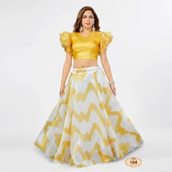 Tissue_Yellow_And_White_Chevron_Lehenga_Set_With_Ruffle_Sleeve_Crop_Top