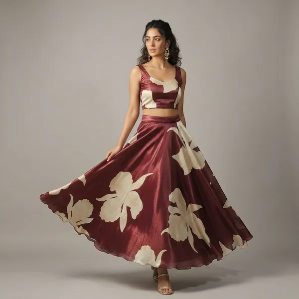 Women'S_Floral_Print_Crop_Top_And_Skirt_Set