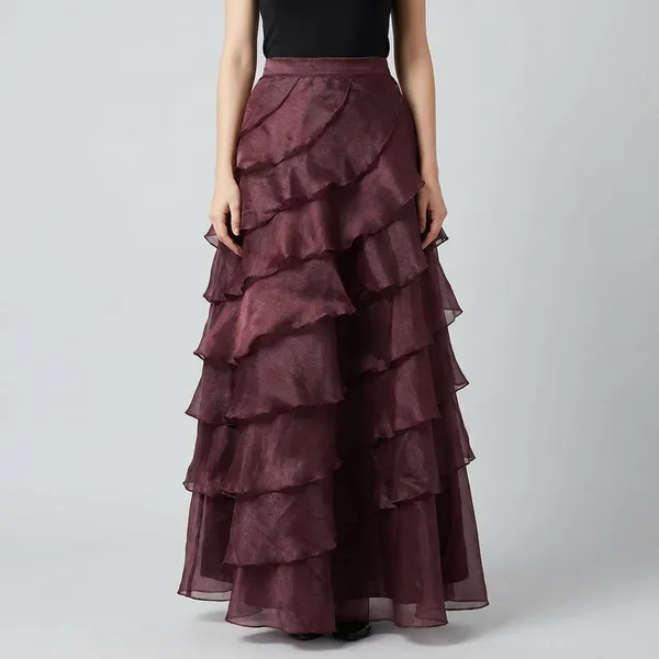 Women'S_Organza_Layered_Ruffle_Skirt