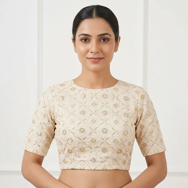 Elegant_Cream_Embellished_Short_Sleeve_Blouse