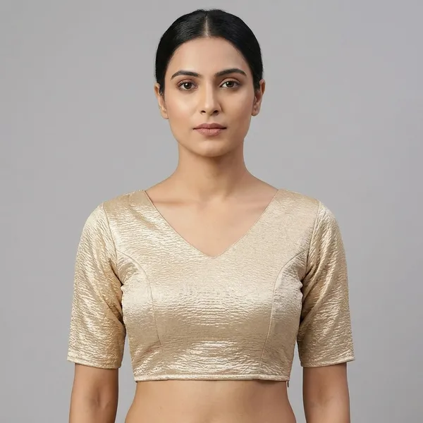 Imp_Bubble_Golden_V-Neck_Blouse_With_Elbow-Length_Sleeves
