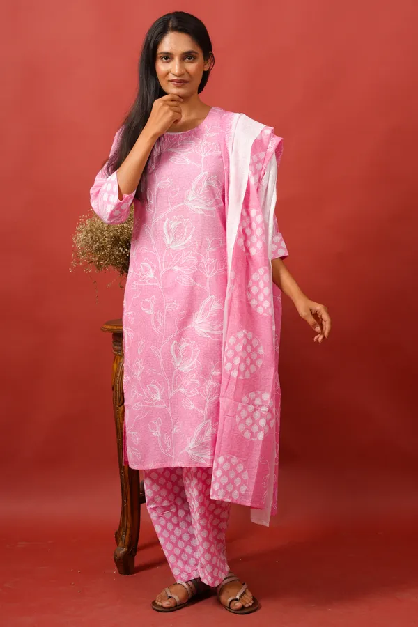 Women_Cotton_Kurta_And_Trouser_With_Dupatta_Set_Elegant_Party_And_Festive_Wear_For_Women