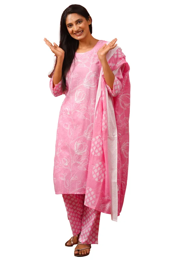 Women_Cotton_Kurta_And_Trouser_With_Dupatta_Set_Elegant_Party_And_Festive_Wear_For_Women