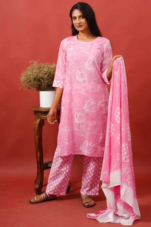 Women_Cotton_Kurta_And_Trouser_With_Dupatta_Set_Elegant_Party_And_Festive_Wear_For_Women