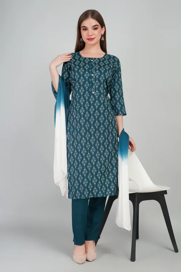 Women_Rayon_Kurta_And_Trouser_With_Dupatta_Set_Elegant_Party_And_Festive_Wear