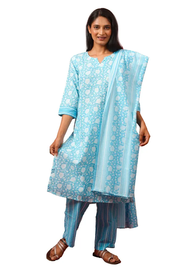 Women_Cotton_Kurta_And_Trouser_With_Dupatta_Set_Elegant_Party_And_Festive_Wear_For_Women
