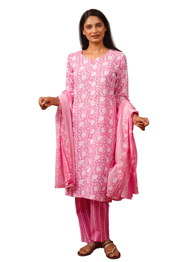 Women_Cotton_Kurta_And_Trouser_With_Dupatta_Set_Elegant_Party_And_Festive_Wear_For_Women