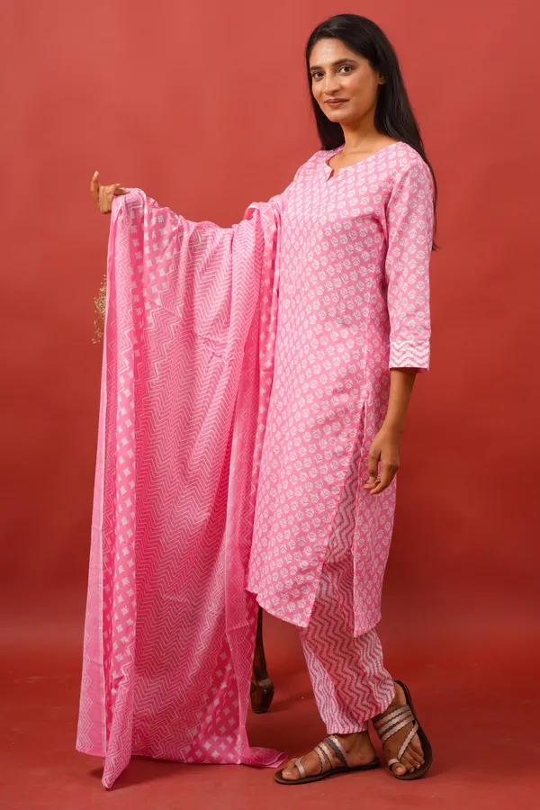 Women_Cotton_Kurta_And_Trouser_With_Dupatta_Set_Elegant_Party_And_Festive_Wear_For_Women