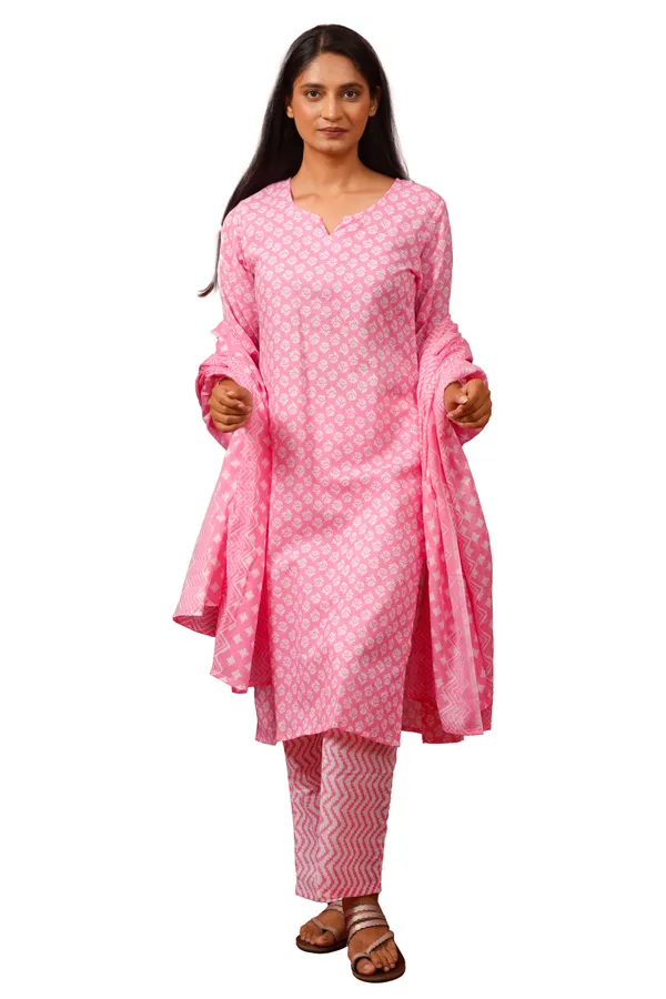 Women_Cotton_Kurta_And_Trouser_With_Dupatta_Set_Elegant_Party_And_Festive_Wear_For_Women