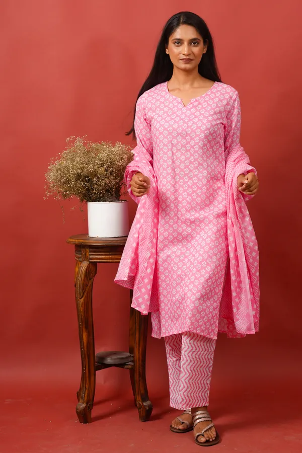 Women_Cotton_Kurta_And_Trouser_With_Dupatta_Set_Elegant_Party_And_Festive_Wear_For_Women