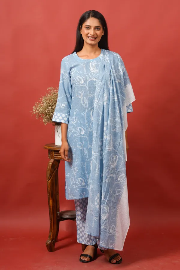 Women_Cotton_Kurta_And_Trouser_With_Dupatta_Set_Elegant_Party_And_Festive_Wear_For_Women