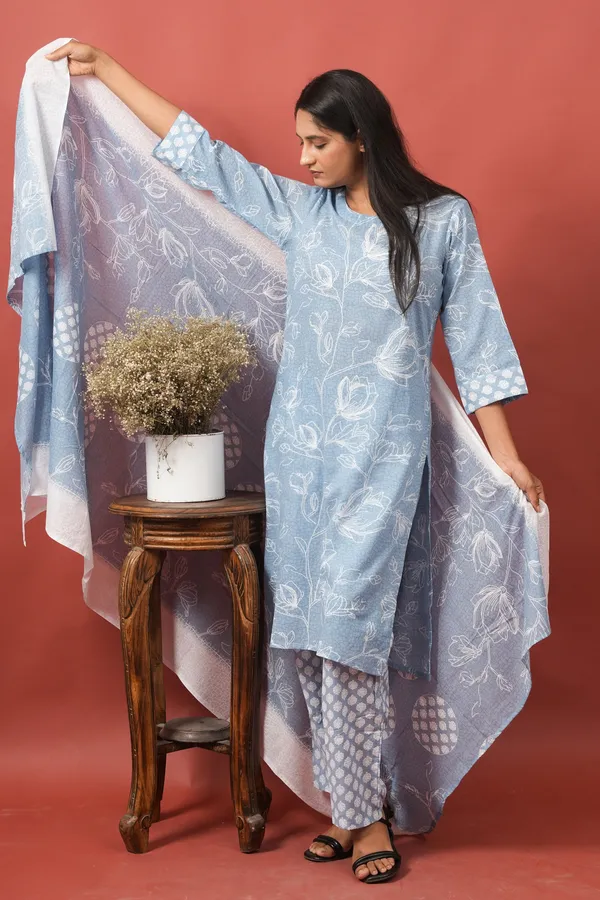 Women_Cotton_Kurta_And_Trouser_With_Dupatta_Set_Elegant_Party_And_Festive_Wear_For_Women