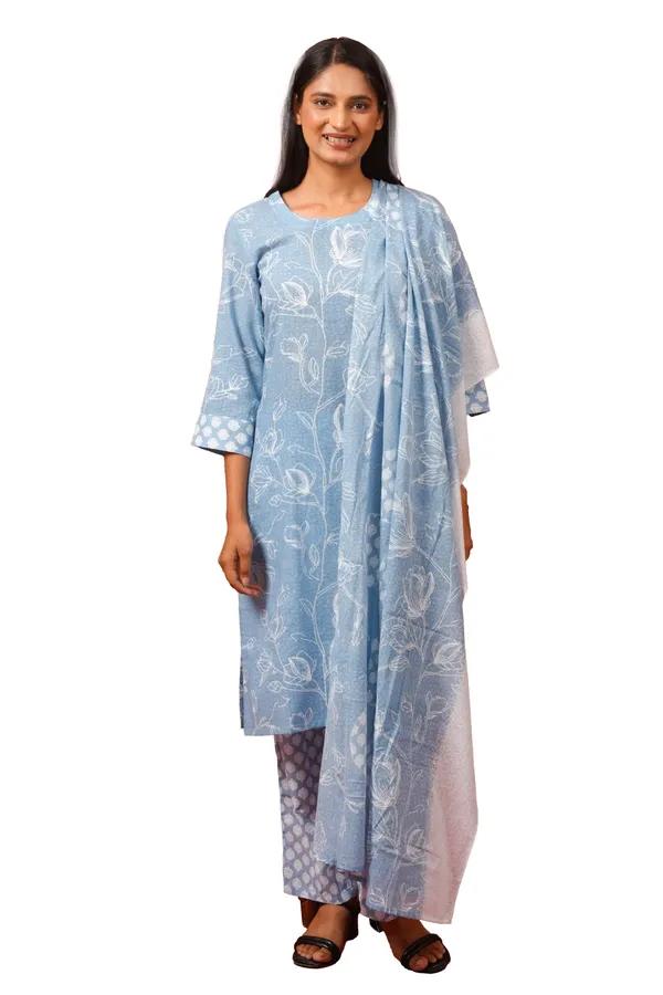 Women_Cotton_Kurta_And_Trouser_With_Dupatta_Set_Elegant_Party_And_Festive_Wear_For_Women