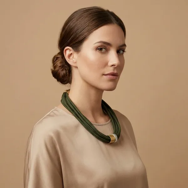 Premium_And_Fancy_Design_Brass_Impression_Necklace_Dark_Green