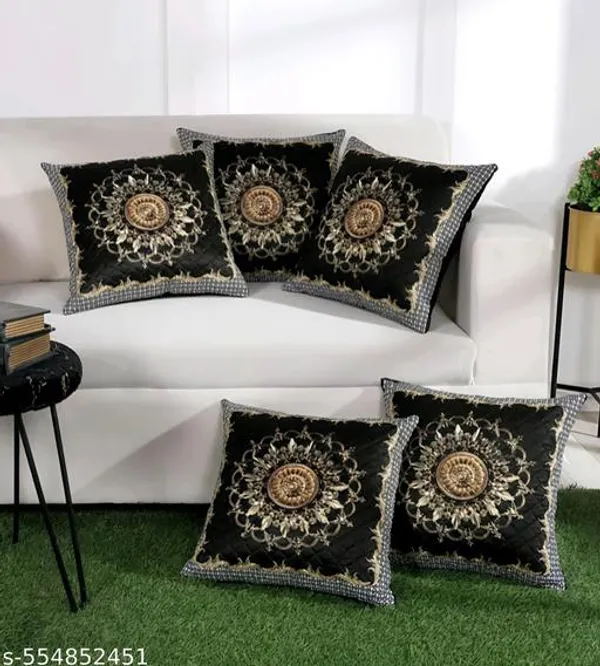 Black_Ultra_Soft_Holland_Velvet_Rose_Printed_Cushion_Cover_Pack_Of_5